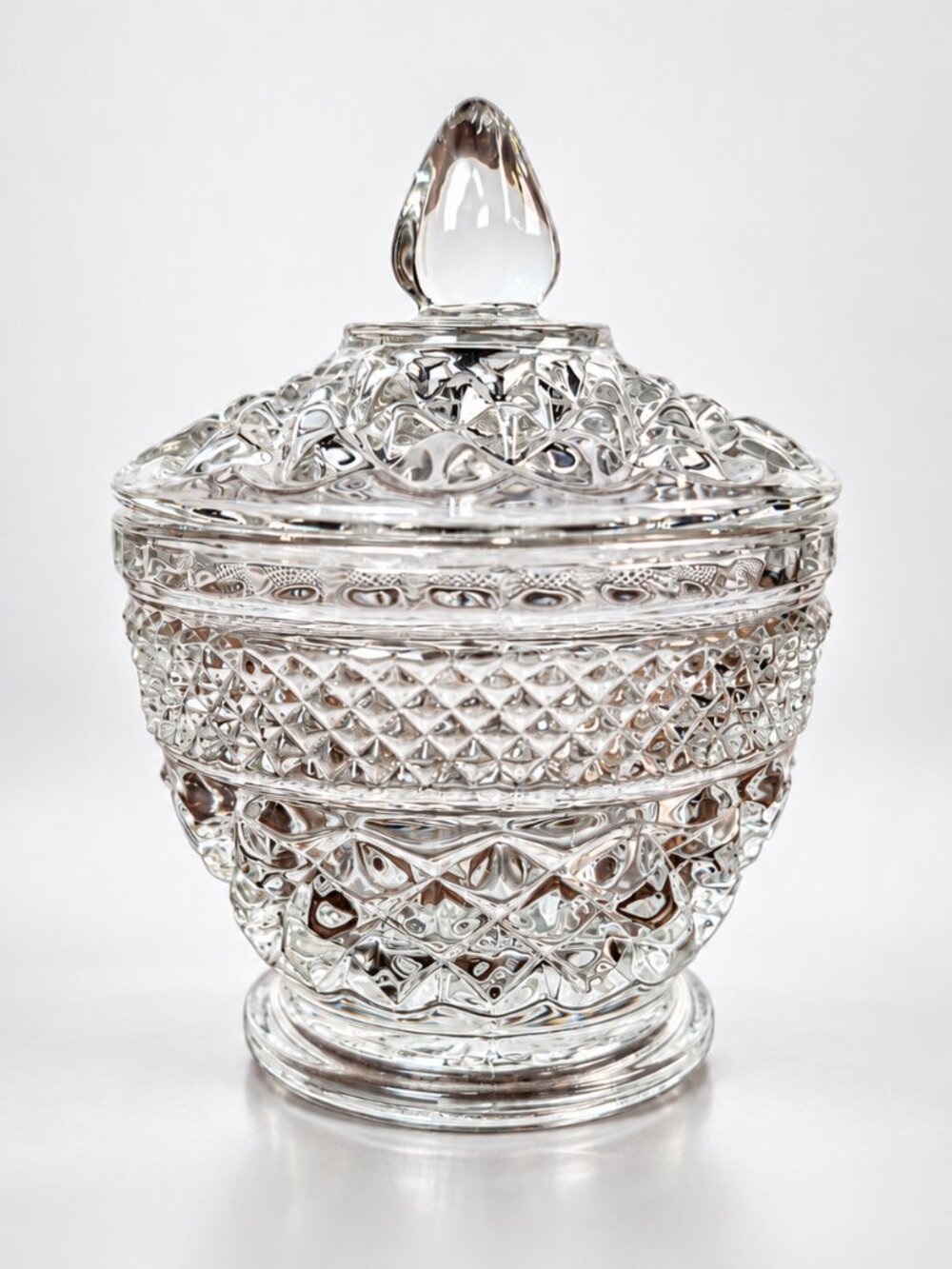 Vintage Anchor Hocking Wexford Clear Glass Covered Sugar Bowl - 1960s